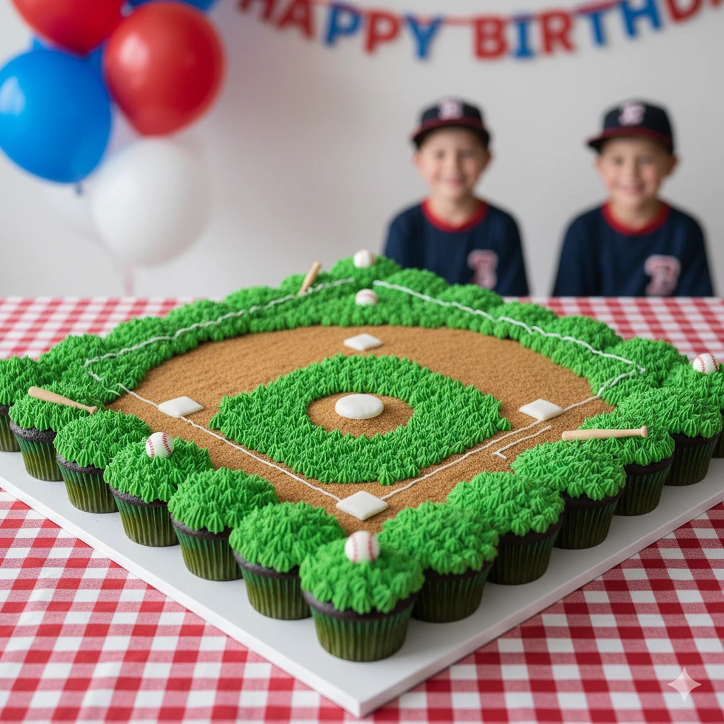 Baseball Field Cupcake Cake