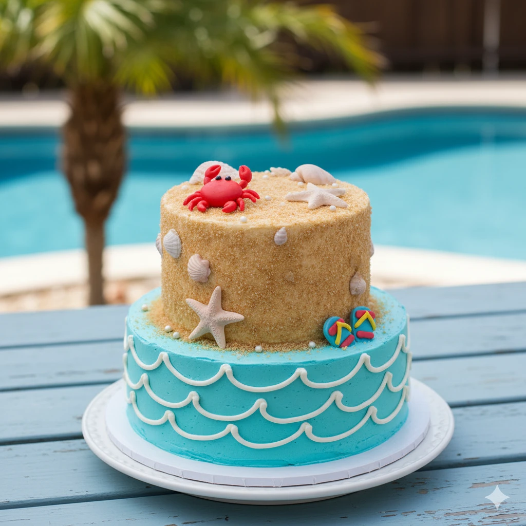 Beach-Themed Cake