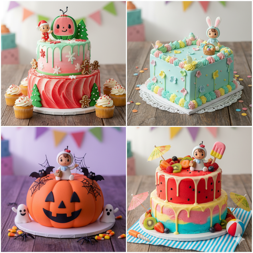 Seasonal Cocomelon Cakes 🌸🎄🎃