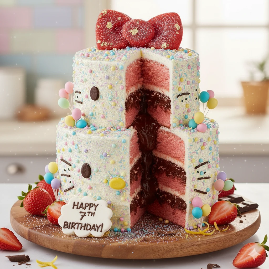 Two-Layer Hello Kitty Cake


