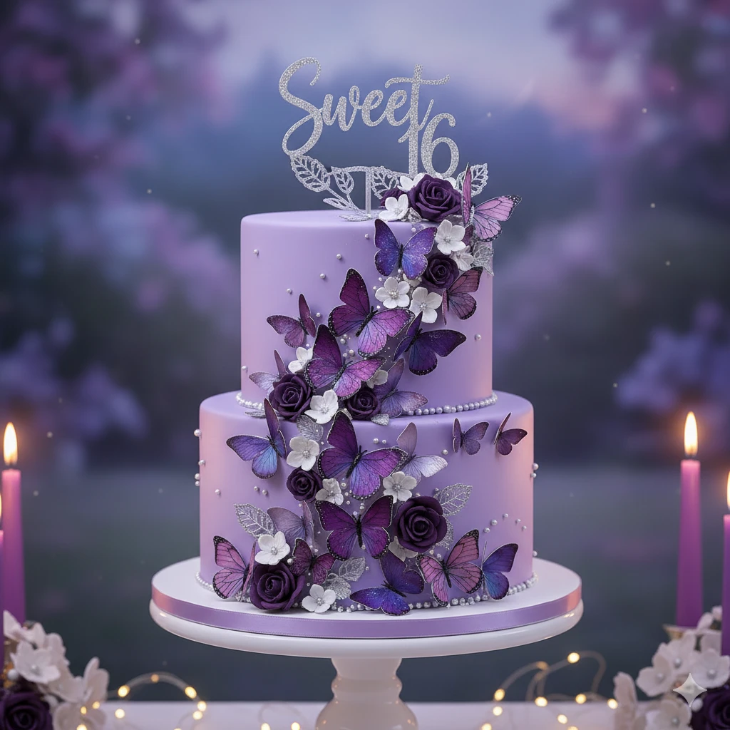 Purple Butterfly Cake Ideas

