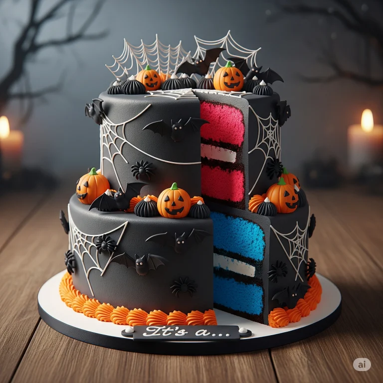 Halloween Gender Reveal Cake