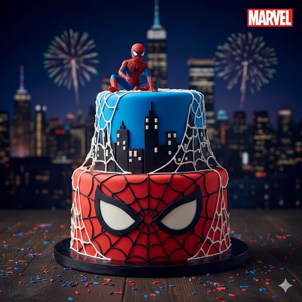 Spider Man Cake 7 2-Tier Spider Man Cake