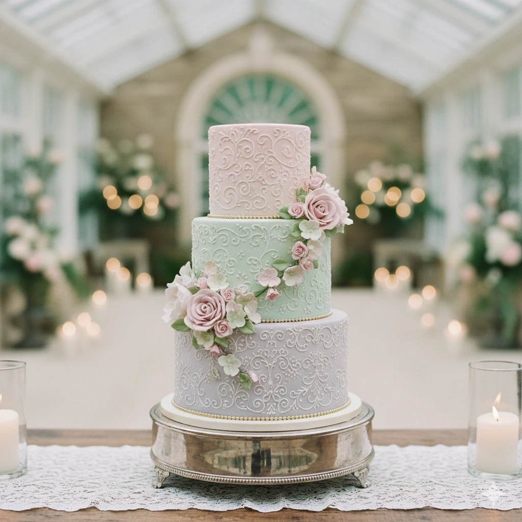 Pastel Vintage Wedding Cake