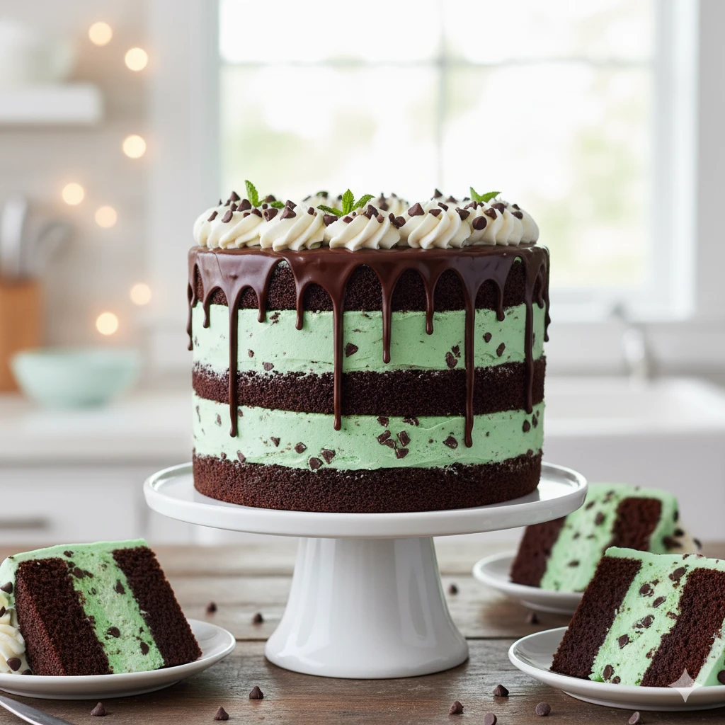 Mint Chocolate Chip Ice Cream Cake


