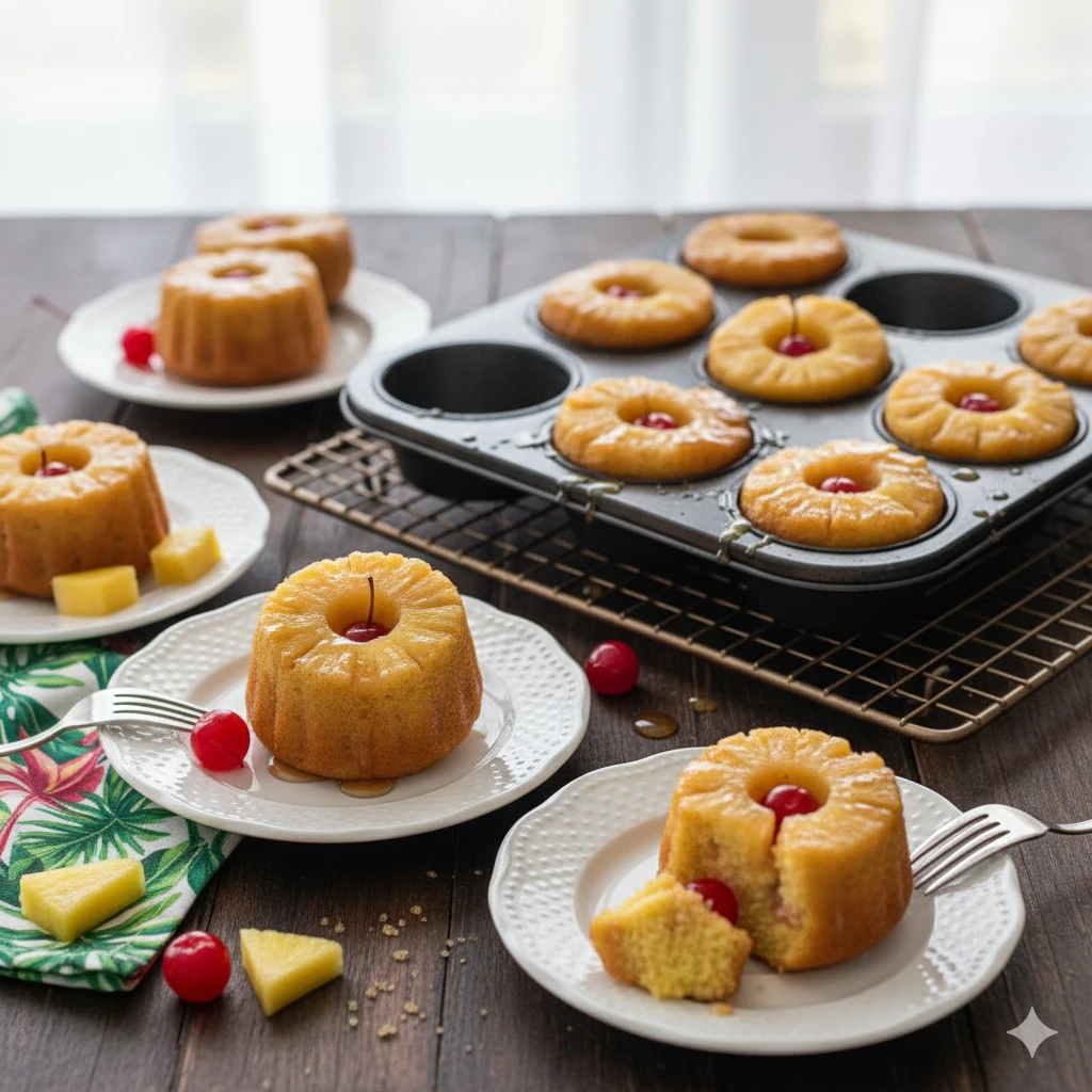 🧁 Mini Pineapple Upside Down Cakes

