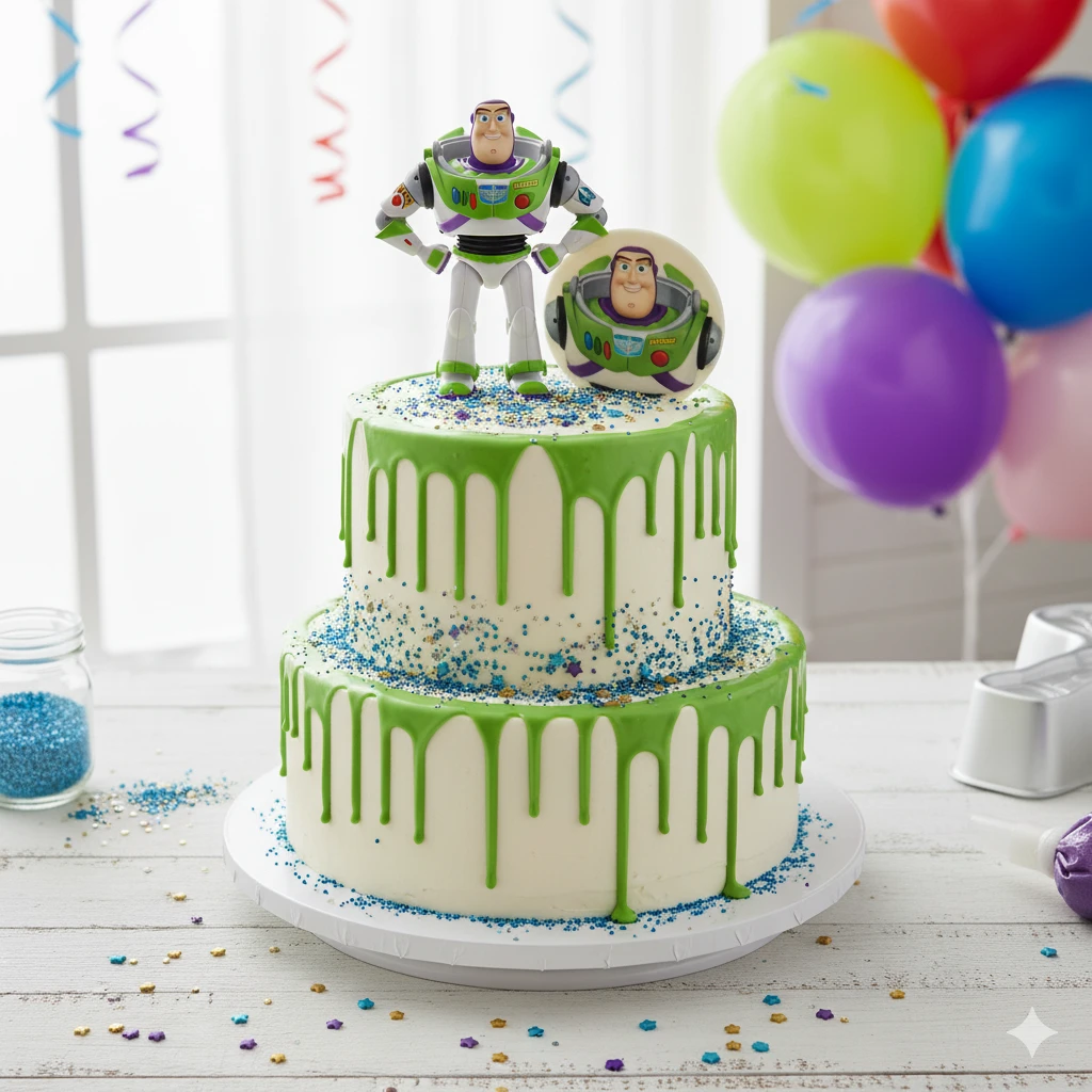 🪩 1. Buzz Lightyear Drip Cake