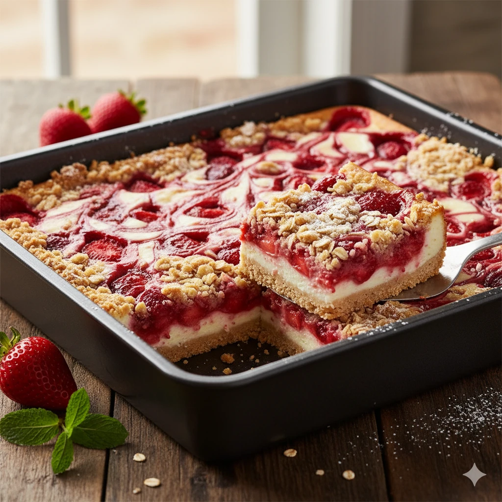  Cheesecake-Strawberry Swirl Bars